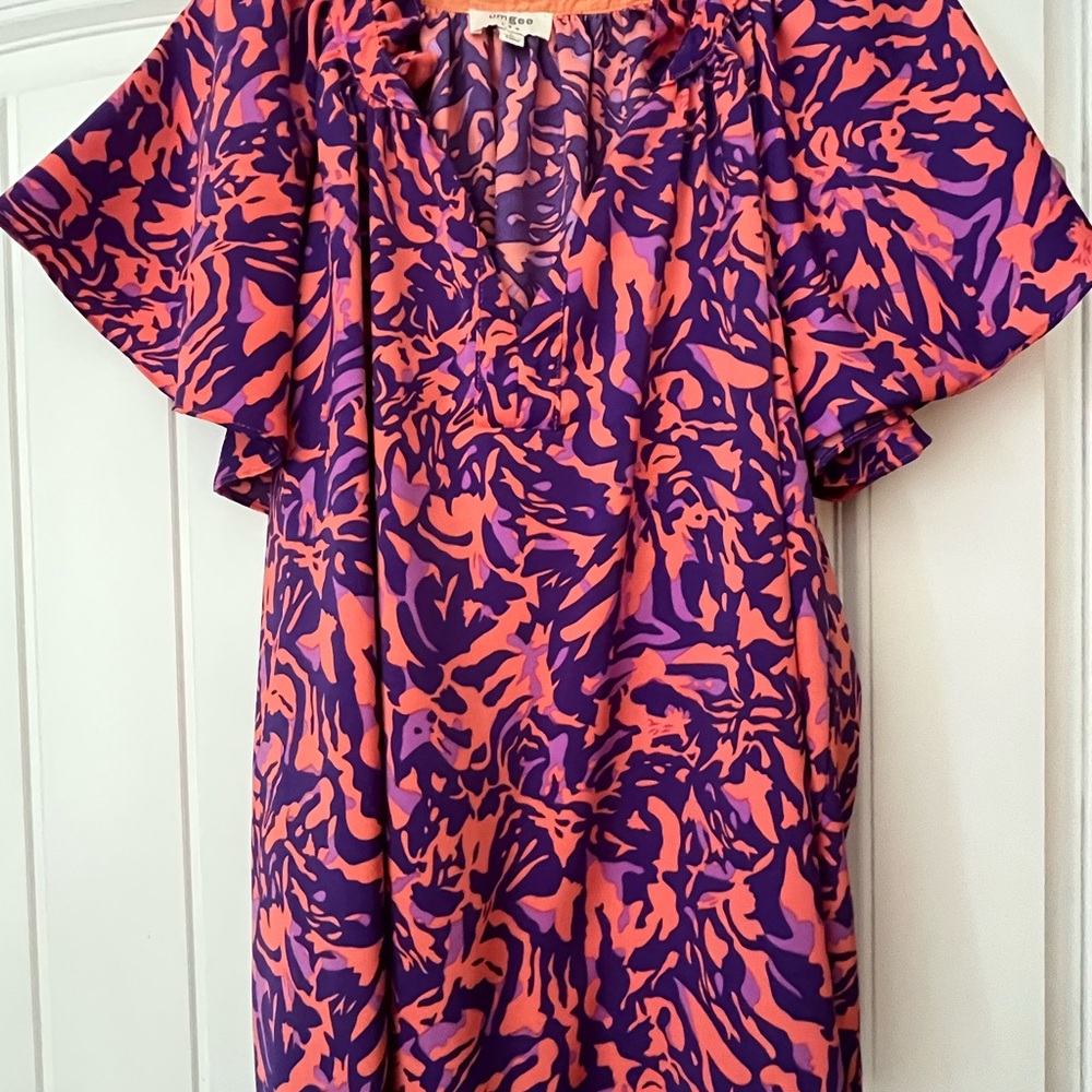 Umgee Purple and Pink Abstract Blouse